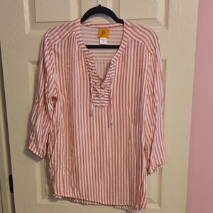 Ruby Rd. Coral Striped Blouse